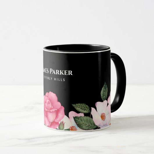 Aquarellfarbene, sanfte, rosa, weiße Rosen - Illus Tasse (VorderseiteRechts)