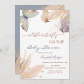 Aquarellfarbene Schmetterlinge Pampas Grass Einladung (Vorne/Hinten)