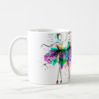 Aquarellfarbene Silhouetten von Ballerinas. Grausp Kaffeetasse