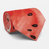 Aquarellfarbene Sommerrote Wassermelone Krawatte (Gerollt)