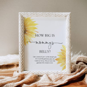 Aquarellfarbene Sonnenblume wie groß ist das Bauch Poster