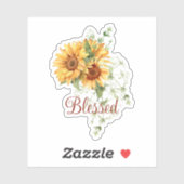 Aquarellfarbene Sonnenblumen mit eigenem Text Aufkleber (Blatt)