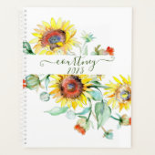 Aquarellfarbene Sonnenblumen personalisiert, indiv Planer (Vorderseite)
