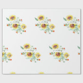 Aquarellfarbene Sonnenblumen, personalisierte Umhü Geschenkpapier (Flach)