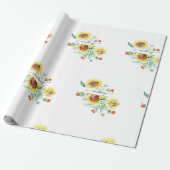 Aquarellfarbene Sonnenblumen, personalisierte Umhü Geschenkpapier (Ungerollt)