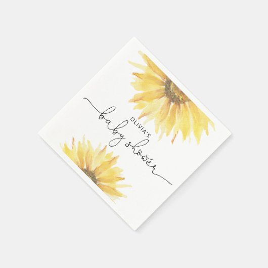 Aquarellfarbene Sonnenblumendusche Serviette (Ecke)