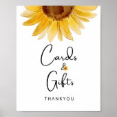 Aquarellfarbene Sonnenblumenkarten und -geschenke Poster (Vorne)