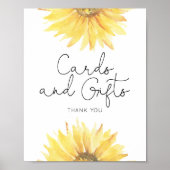Aquarellfarbene Sonnenblumenkarten und -geschenke Poster (Vorne)