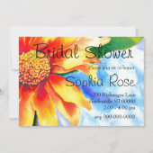 Aquarellfarbene Sonnenblumenmalerei Einladung (Vorderseite)