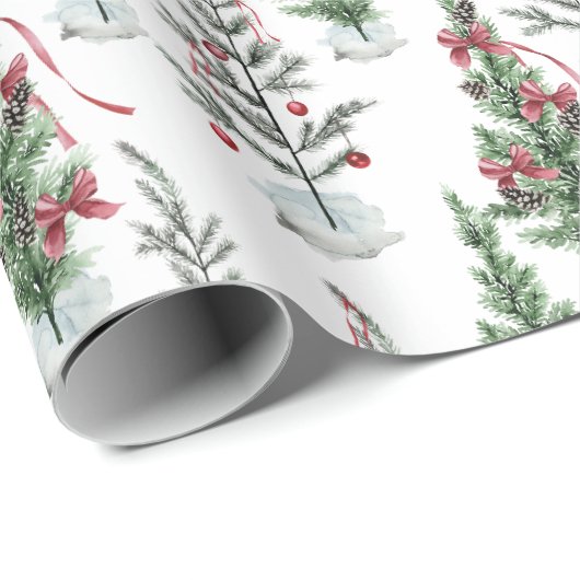 Aquarellfarbene, spartanische Weihnachtsbaumen Geschenkpapier (Rolleneckpunkt)