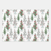 Aquarellfarbene, spartanische Weihnachtsbaumen Geschenkpapier Set (Vorderseite 2)