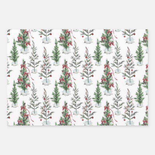 Aquarellfarbene, spartanische Weihnachtsbaumen Geschenkpapier Set (Vorderseite 2)