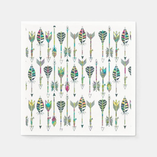 Aquarellfarbene Spritzer, graue Stammes-Pfeile Serviette (Vorderseite)