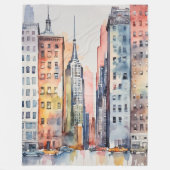 Aquarellfarbene Stadtbilder Skyscapers Fleecedecke (Vorderseite)