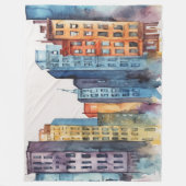 Aquarellfarbene Stadtbilder Skyscapers Fleecedecke (Vorderseite)