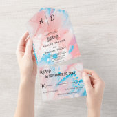 Aquarellfarbene staubige Rose All In One Einladung (Abreißen)