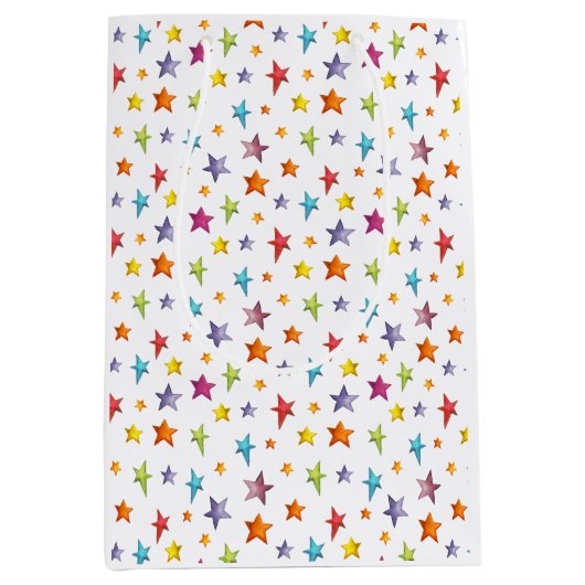 Aquarellfarbene Sterne Umhüllungspapier Mittlere Geschenktüte (Vorderseite)
