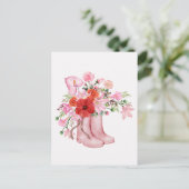 Aquarellfarbene Stiefel Blumenstrauß Postkarte (Stehend Vorderseite)
