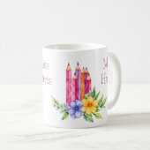 Aquarellfarbene Stifte, Blütenblätter, Geschenke f Kaffeetasse (VorderseiteRechts)
