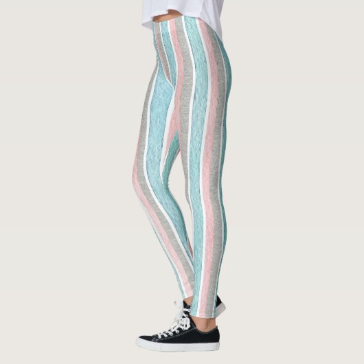 Aquarellfarbene Streifen Leggings (Links)