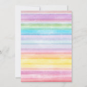 Aquarellfarbene Streifen Rainbow Babydusche Einladung (Rückseite)