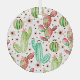 Aquarellfarbene Sukkulente, Kakteen nahtloses Must Ornament Aus Glas