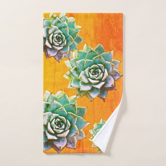 Aquarellfarbene Sukkulturen auf der Terracotta Badhandtuch Set (Handtuch)
