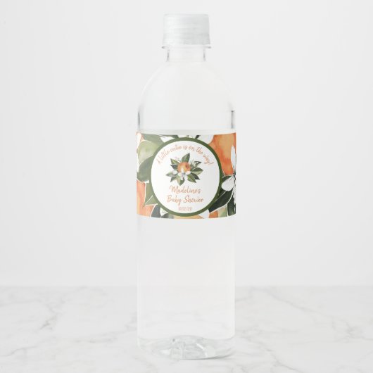 Aquarellfarbene Süsse auf dem Weg zur Babydusche Wasserflaschenetikett (Vorderseite)
