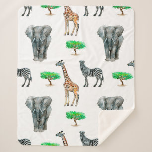 Aquarellfarbene Tiere ohne seapische Muster Sherpadecke