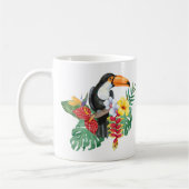 Aquarellfarbene Toucan und tropische Blume Kaffeetasse (Links)
