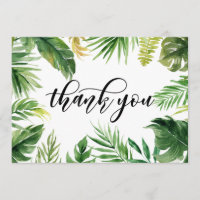 Aquarellfarbene tropische Blätter Rahmen Dankeschö