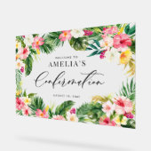 Aquarellfarbene tropische Blume - Rahmenbestätigun Acrylschild (Winkel)