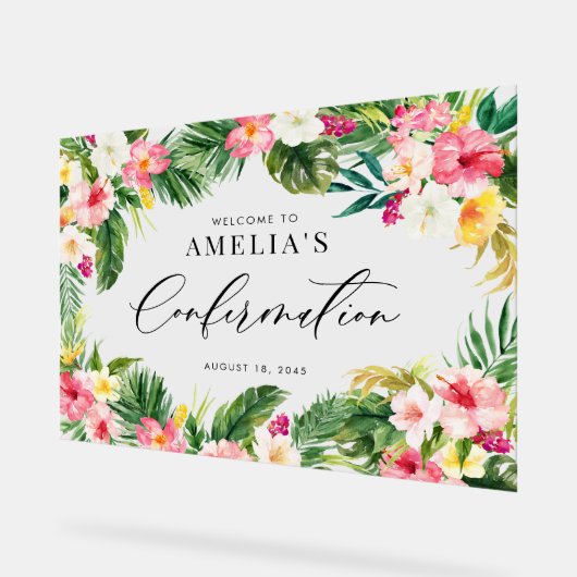 Aquarellfarbene tropische Blume - Rahmenbestätigun Acrylschild (Winkel)