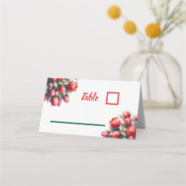 Aquarellfarbene Tulpen - Gedeckte Platzkarte