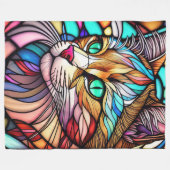 Aquarellfarbene, verglaste Katze Fleecedecke (Vorderseite (Horizontal))