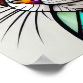 Aquarellfarbene, verglaste Katze Poster (Ecke)