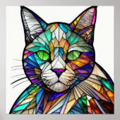 Aquarellfarbene, verglaste Katze Poster (Vorne)