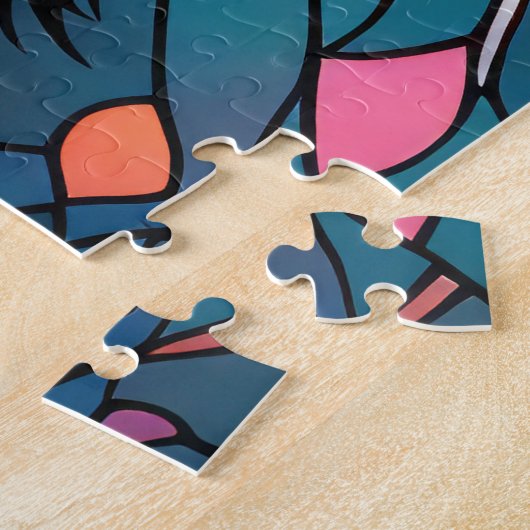 Aquarellfarbene, verglaste Katze Puzzle (Seite)