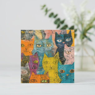 Aquarellfarbene Vintage Abstrakte Katze (12)