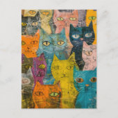 Aquarellfarbene Vintage Abstrakte Katze (12) Einladungspostkarte (Vorderseite)