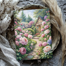 Aquarellfarbene Vintage rosa Torfkörner Gartenreis Seidenpapier