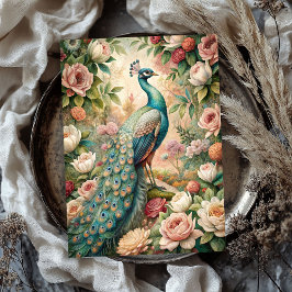 Aquarellfarbene Vintage Shabby Chic Pfauenblüte Ro Seidenpapier