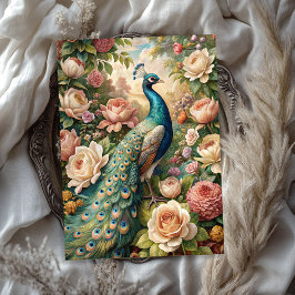 Aquarellfarbene Vintage Shabby Chic Pfauenblüte Ro Seidenpapier