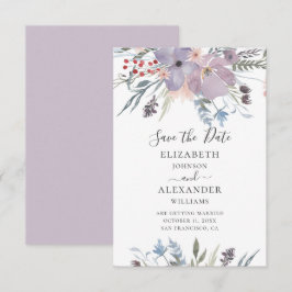 Aquarellfarbene violette Blumen. Blütenhochzeit Li Einladung