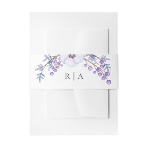 Aquarellfarbene violette Blumen. Blütenhochzeit Li Einladungsbanderole