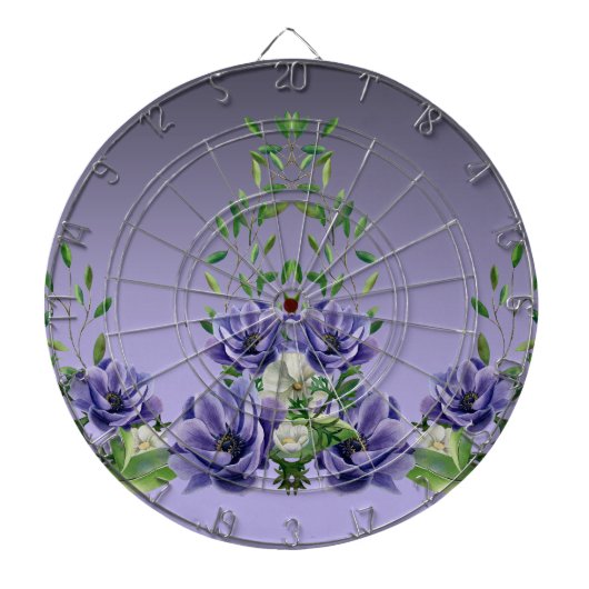 Aquarellfarbene violette Blumen Dartboard Dartscheibe (vorne)