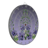Aquarellfarbene violette Blumen Dartboard Dartscheibe (Vorderseite Links)