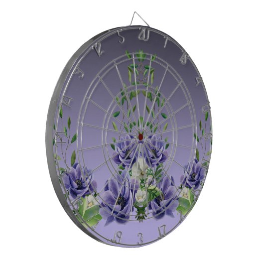 Aquarellfarbene violette Blumen Dartboard Dartscheibe (Vorderseite Links)
