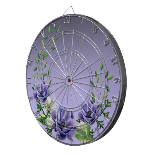Aquarellfarbene violette Blumen Dartboard Dartscheibe (Vorderseite rechts)