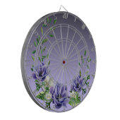 Aquarellfarbene violette Blumen Dartboard Dartscheibe (Vorderseite Links)